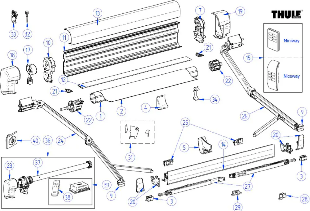 Alloggiamento del pannello posteriore Thule per la tenda da sole Omnistor 8000 4,5 metri - colore beige crema Numero di ricambio Thule 1500602290 Spedito Oggi