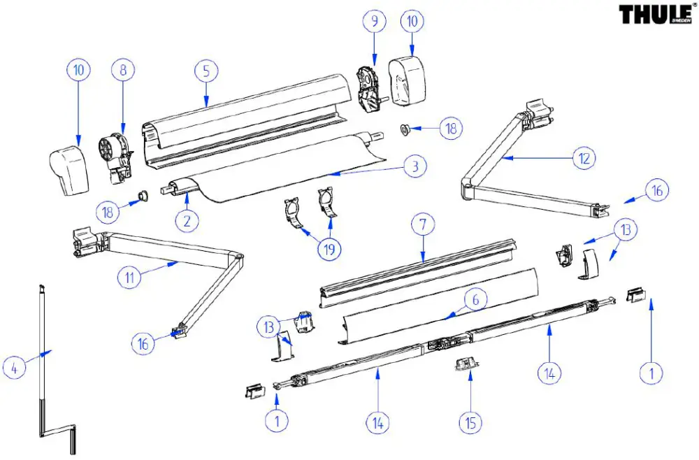 Thule tappi frontali destro e sinistro per tenda da sole Omnistor 5102 / VW 2,6 metri - colore antracite Codice ricambio Thule 1500601741 Offerta