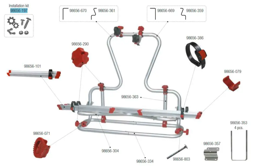 A Buon Prezzo Kit di montaggio Fiamma per Carry Bike Caravan XL A Pro 200 - Ricambio Fiamma 98656-197