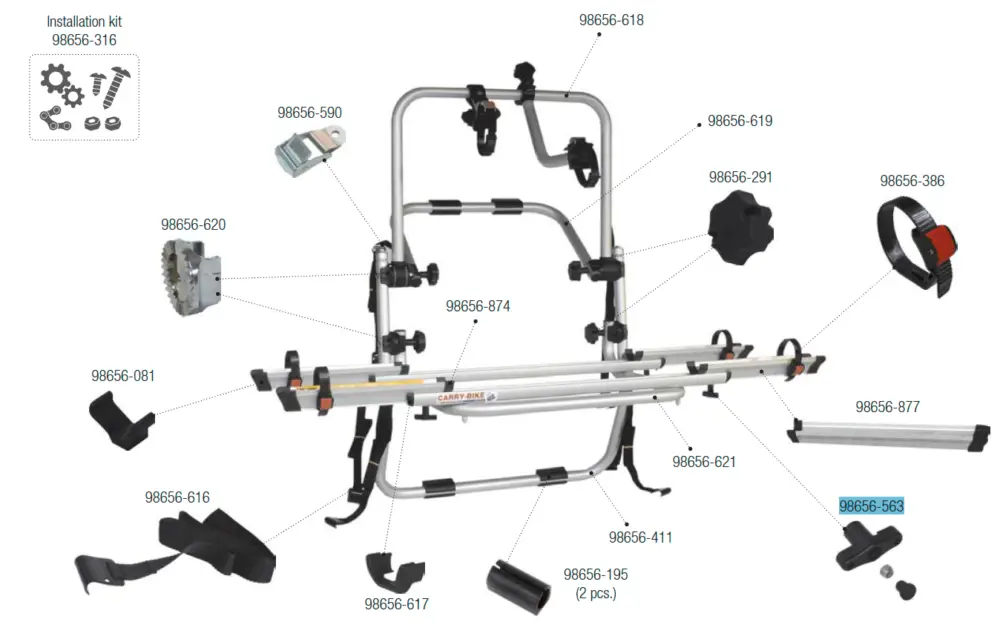Vite di bloccaggio Fiamma M5 nero adatta per zaino Carry Bike - Ricambio Fiamma 98656-563 Nuova Collezione