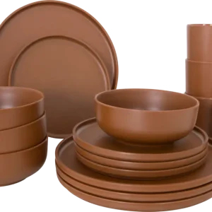 Set di stoviglie in melamina Bo-Camp Patom 16 pezzi marrone Promozione Esclusiva