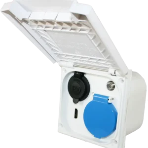 Saldi Presa da esterno Haba ESB multifunzione con coperchio incernierato 12 V / 230 V / HDMI / satellite Colore bianco