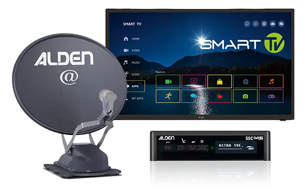 Miglior Prezzo Impianto satellitare completamente automatico Alden Onelight@ 60 HD EVO completo di modulo di controllo HD S.S.C., antenna LTE e TV LED Smartwide