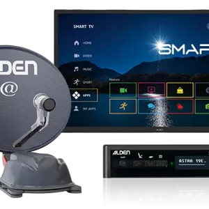 Più Venduto Impianto satellitare completamente automatico Alden AS2@ 60 HD Platinium completo di modulo di controllo HD S.S.C., antenna LTE, Smartwide LED TV