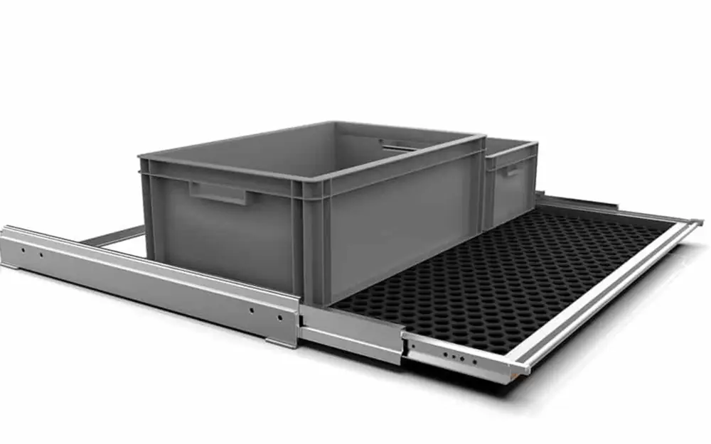 Modulo Vanlife Easygoinc. SLIDEOUT cassetta estraibile posteriore a tutta larghezza per VW Caddy Maxi Ultima Occasione